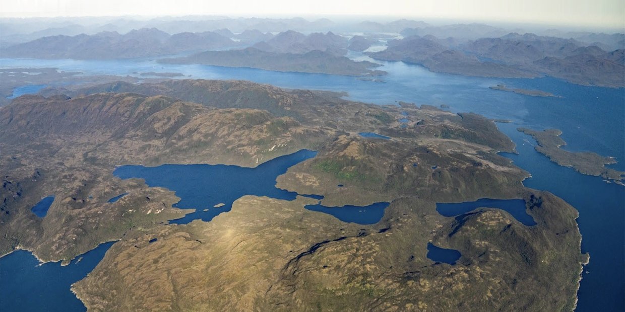 Vista aérea de Isla Virgen, Patagonia chilena — 45.000 hectáreas de bosque nativo